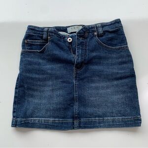 FP We The Free Blue Denim Mini Skirt, Flat Front, Pockets, She's All That, Sz 26